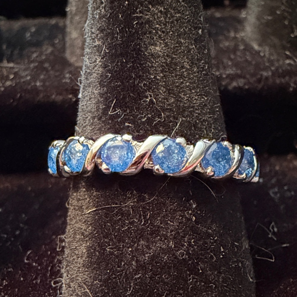 Blue Stone Silver Twist Band - Women Jewelry